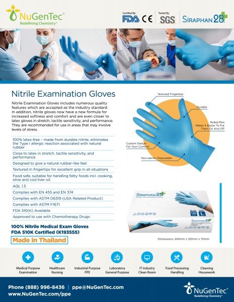 NuGenTec Siraphan 28 Nitrile Medical Exam Glove Flyer